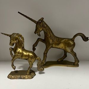 Vintage brass unicorns